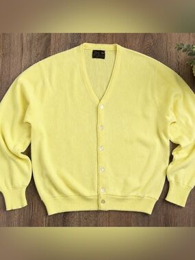 Vintage JCPenney Butter Yellow Cardigan Sweater Men’s XL